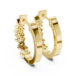 14K Solid Gold Lab Diamond Huggie Earrings, Yellow Gold, view 3