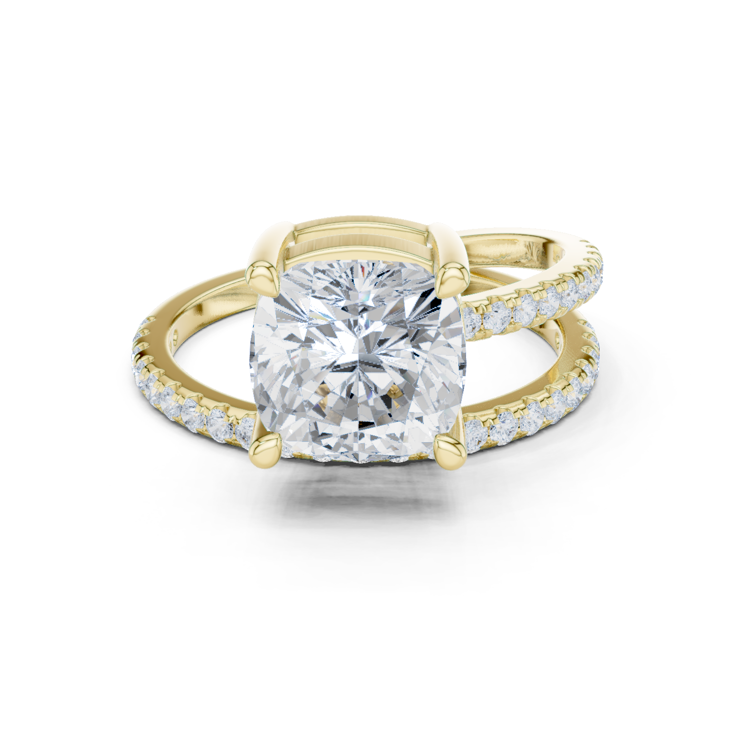 Gold Jewelry, Cushion center stone, Yellow Gold