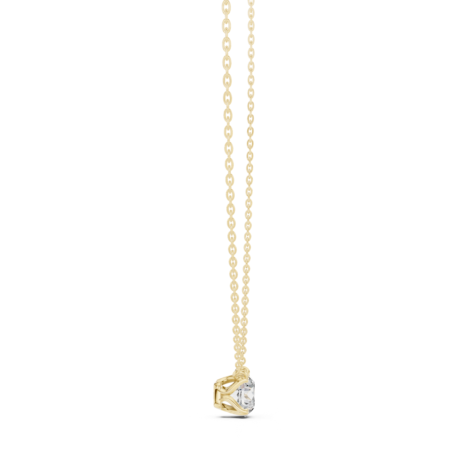 14K Solid Gold Lab Diamond Solitaire Pendant Necklace, Yellow Gold, view 3