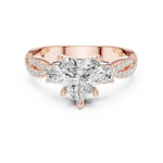 Gold Ring, Heart center stone, Rose Gold, view 4