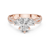 Gold Ring, Heart center stone, Rose Gold, view 4