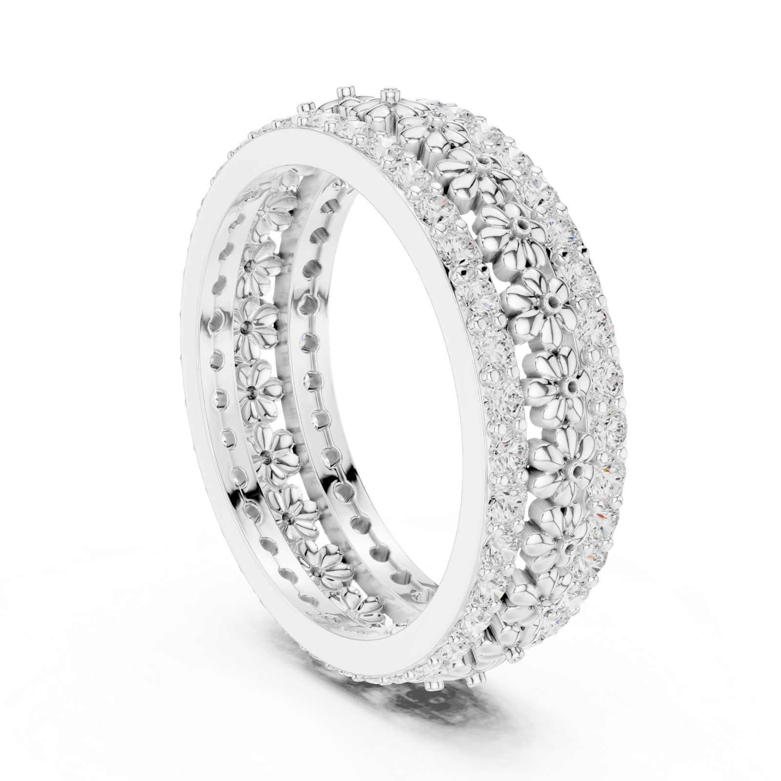 Gold Ring R40, White Gold, view 1