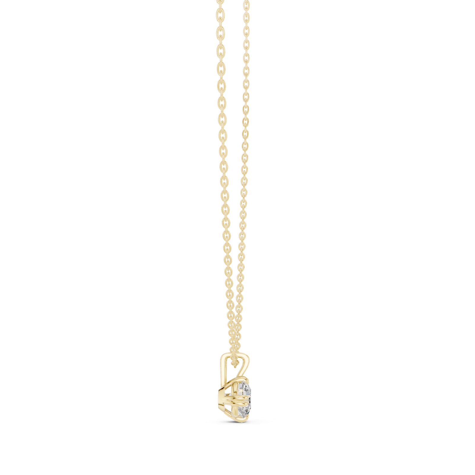 14K Solid Gold Lab Diamond Solitaire Pendant Necklace, Yellow Gold, view 3