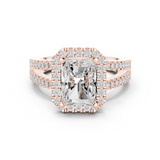 Gold Ring DDLR-350, Radiant center stone, Rose Gold