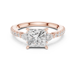 Gold Ring DDLR-037, Princess center stone, Rose Gold, view 4
