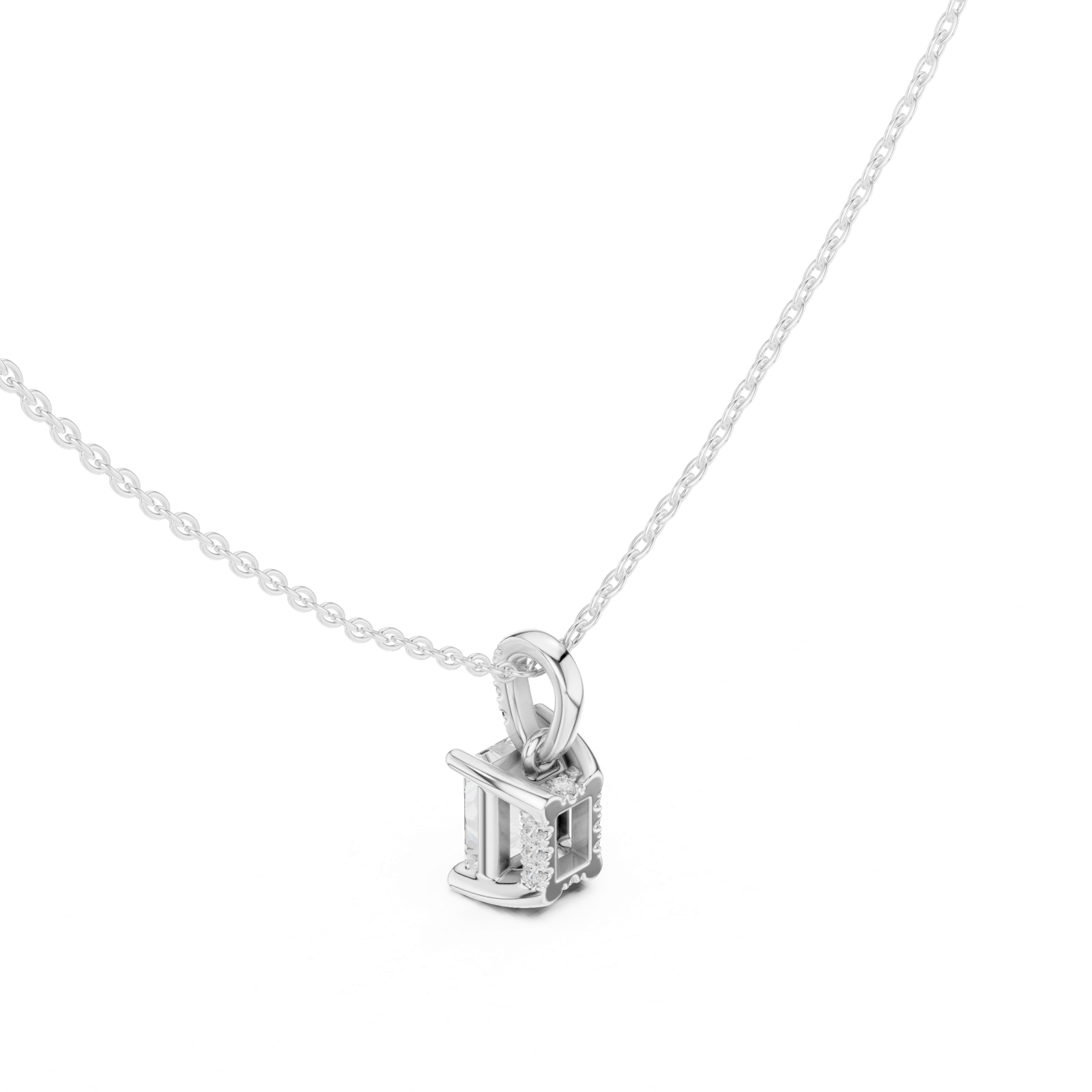 Gold Jewelry DDPO-009, Radiant center stone, White Gold, view 2