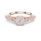 14K Solid Gold Lab Diamond Cluster Ring, Rose Gold