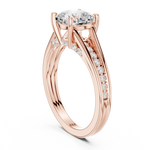 Gold Ring, Cushion center stone, Rose Gold, view 1