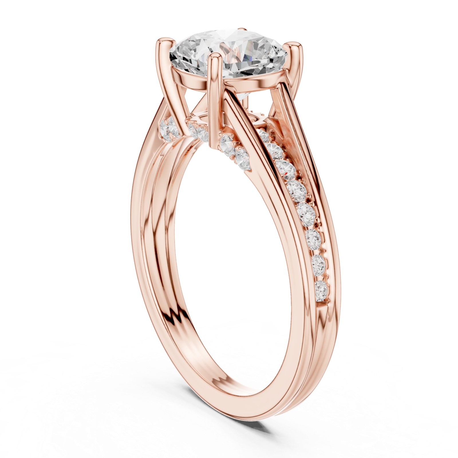 Gold Ring, Cushion center stone, Rose Gold, view 1