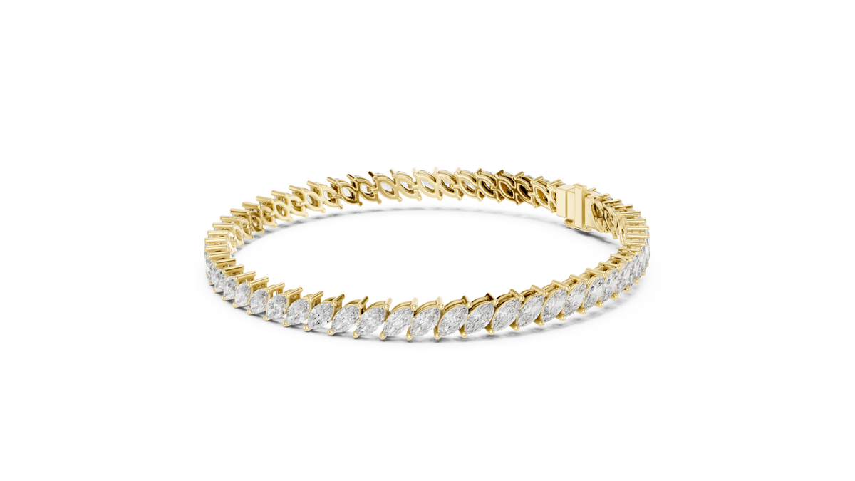 14K Solid Gold Lab Diamond Bracelet, Yellow Gold, view 1