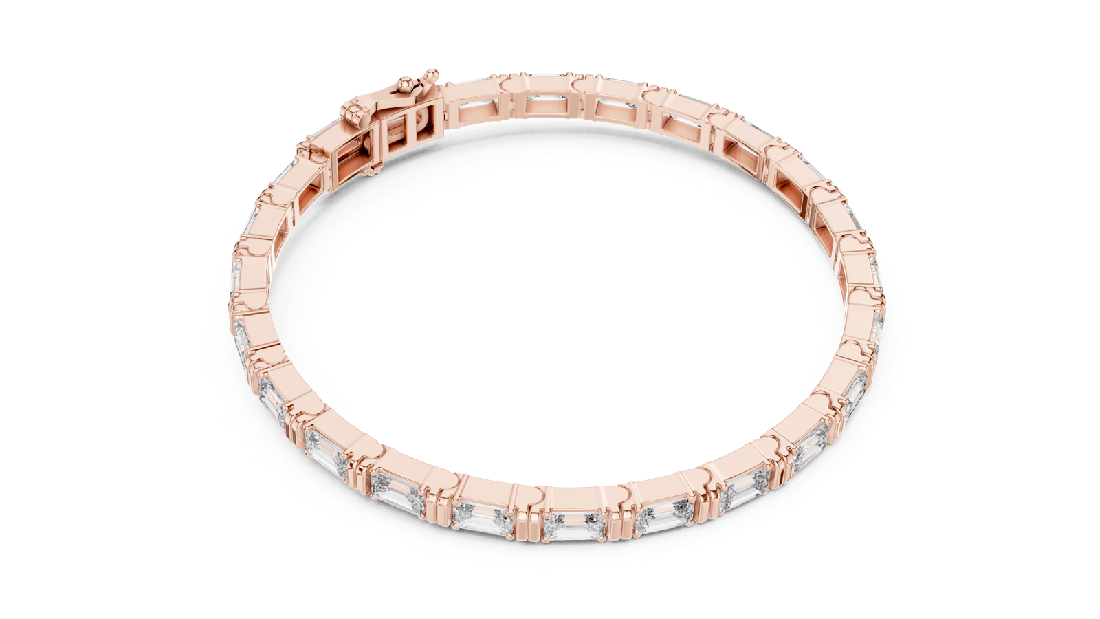 14K Solid Gold Lab Diamond Bracelet, Rose Gold, view 2