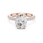 Gold Ring DDLR-161, Oval center stone, Rose Gold, view 4