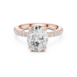 Gold Ring DDLR-161, Oval center stone, Rose Gold, view 4