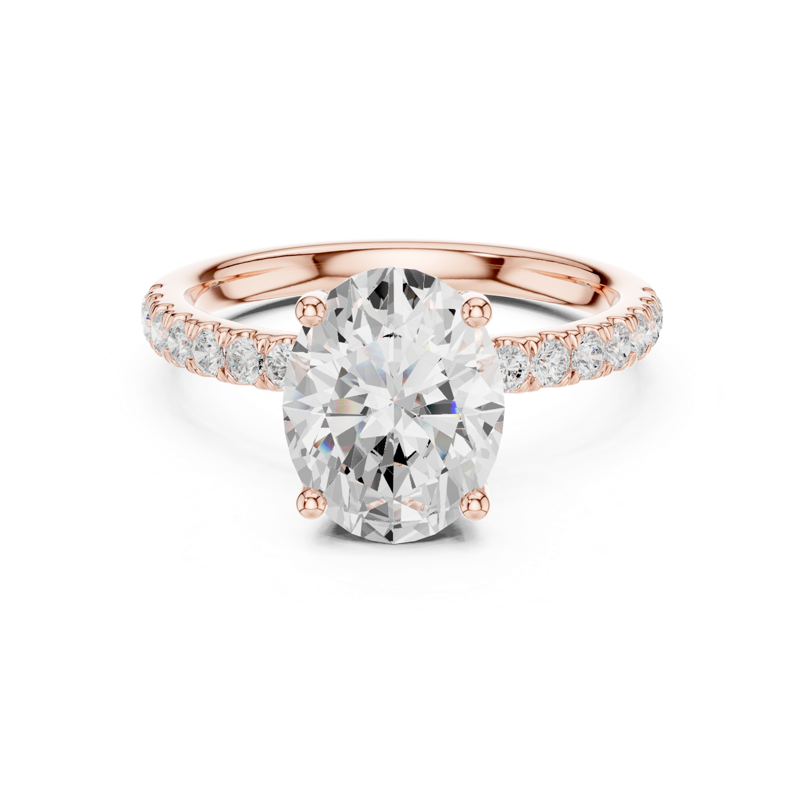 Gold Ring DDLR-161, Oval center stone, Rose Gold, view 4