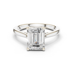 Gold Ring DDLR-163, Emerald center stone, White Gold