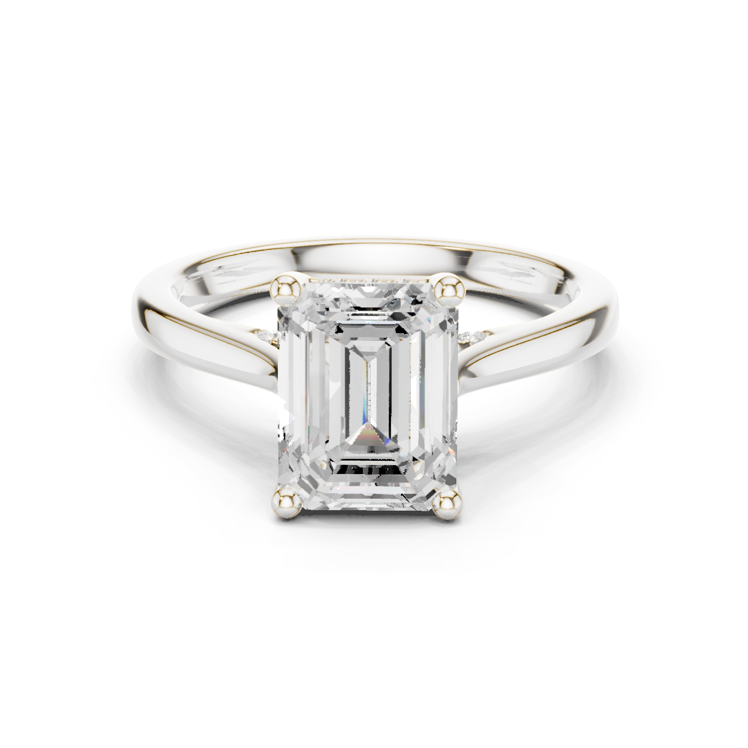 Gold Ring DDLR-163, Emerald center stone, White Gold