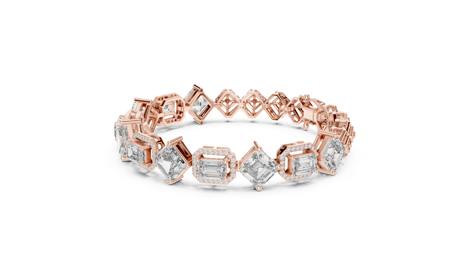 14K Solid Gold Lab Diamond Bracelet, Rose Gold, view 1