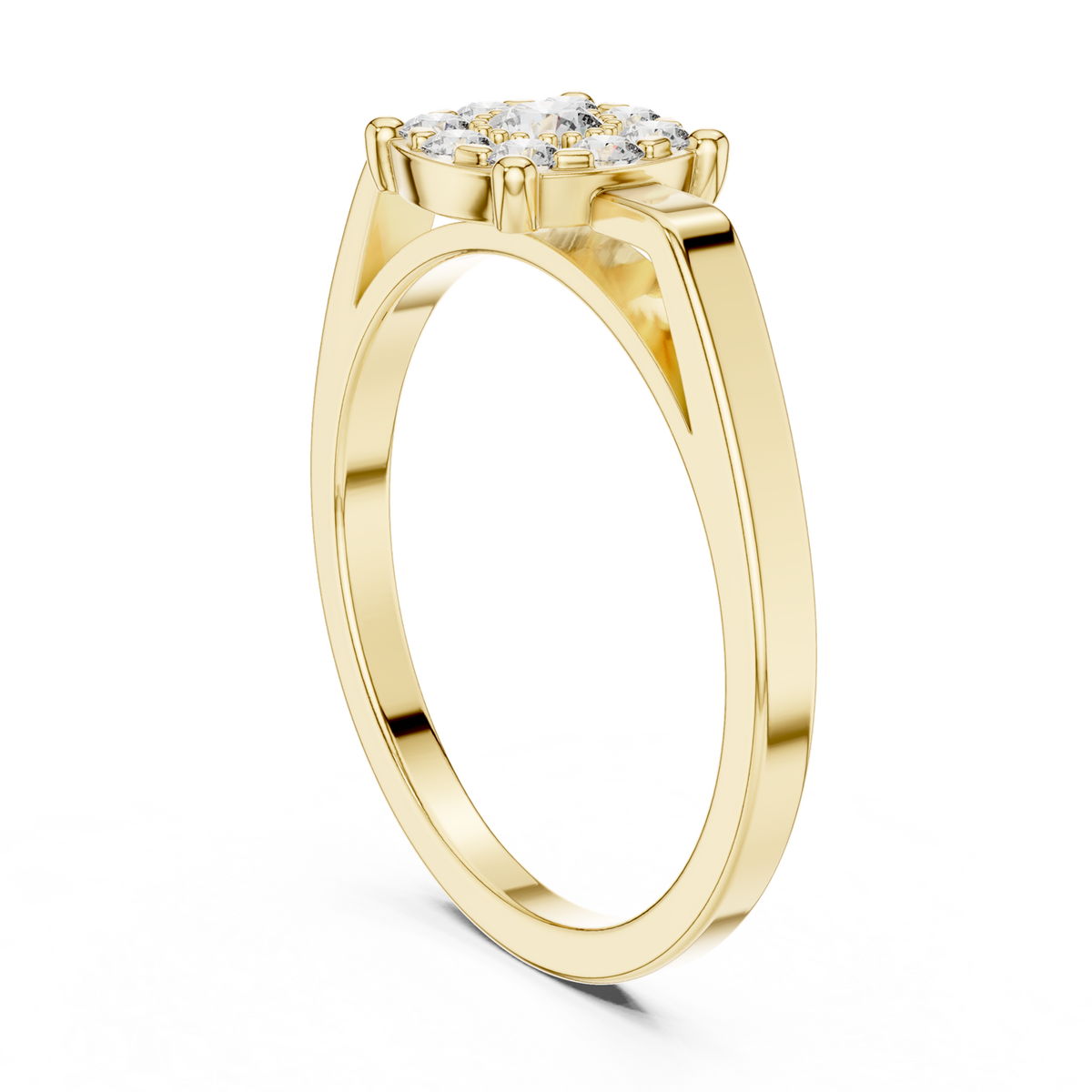 14K Solid Gold Lab Diamond Halo Ring, Yellow Gold, view 1