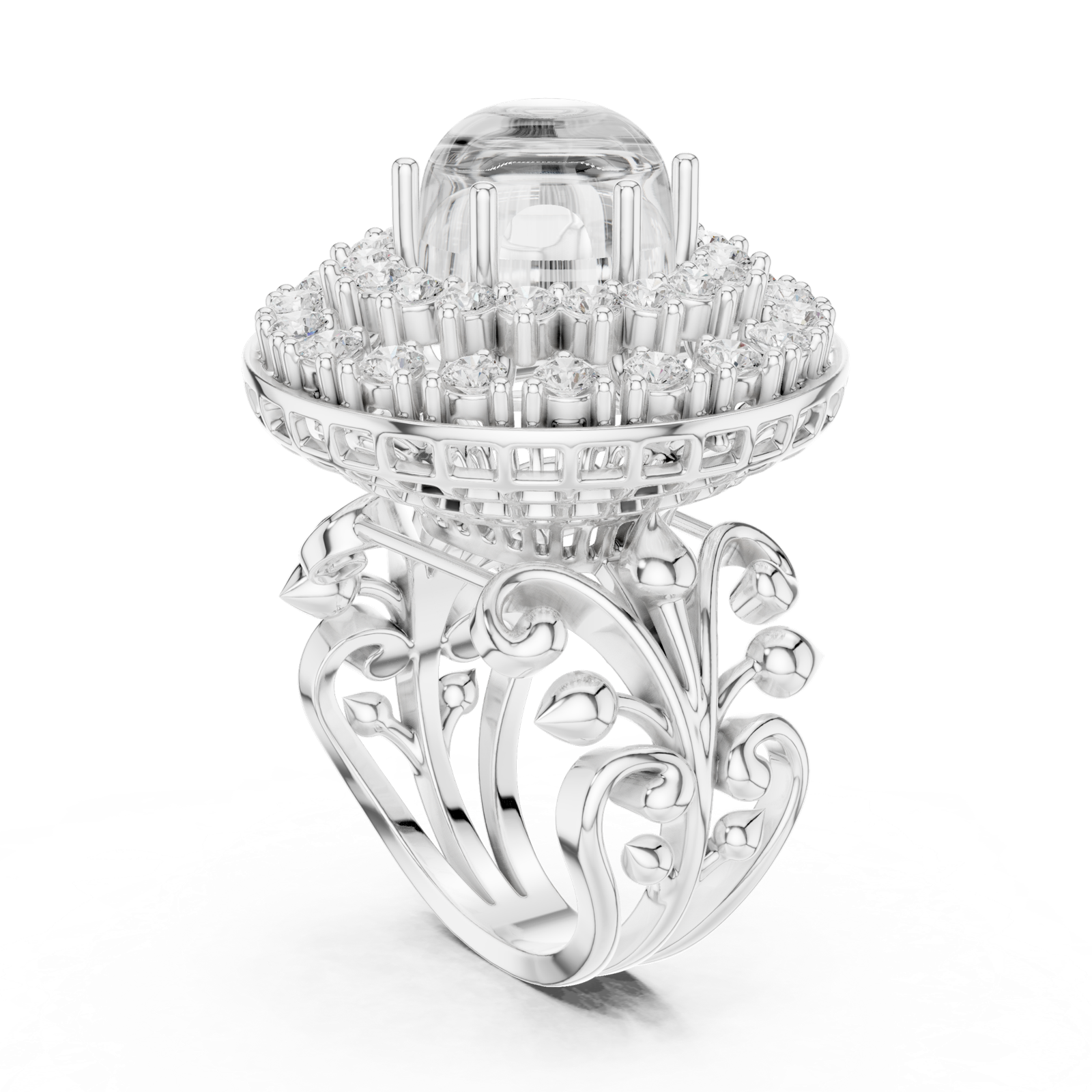 Gold Ring DDLR-748, White Gold, view 1