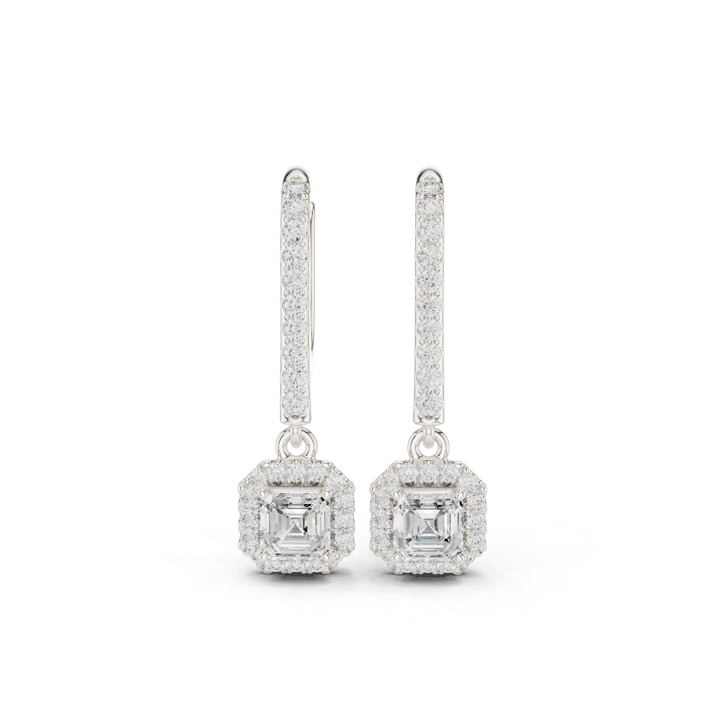 Gold Jewelry DDER-034, Asscher center stone, White Gold