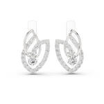 14K Solid Gold Lab Diamond Leaf Drop Earrings, White Gold