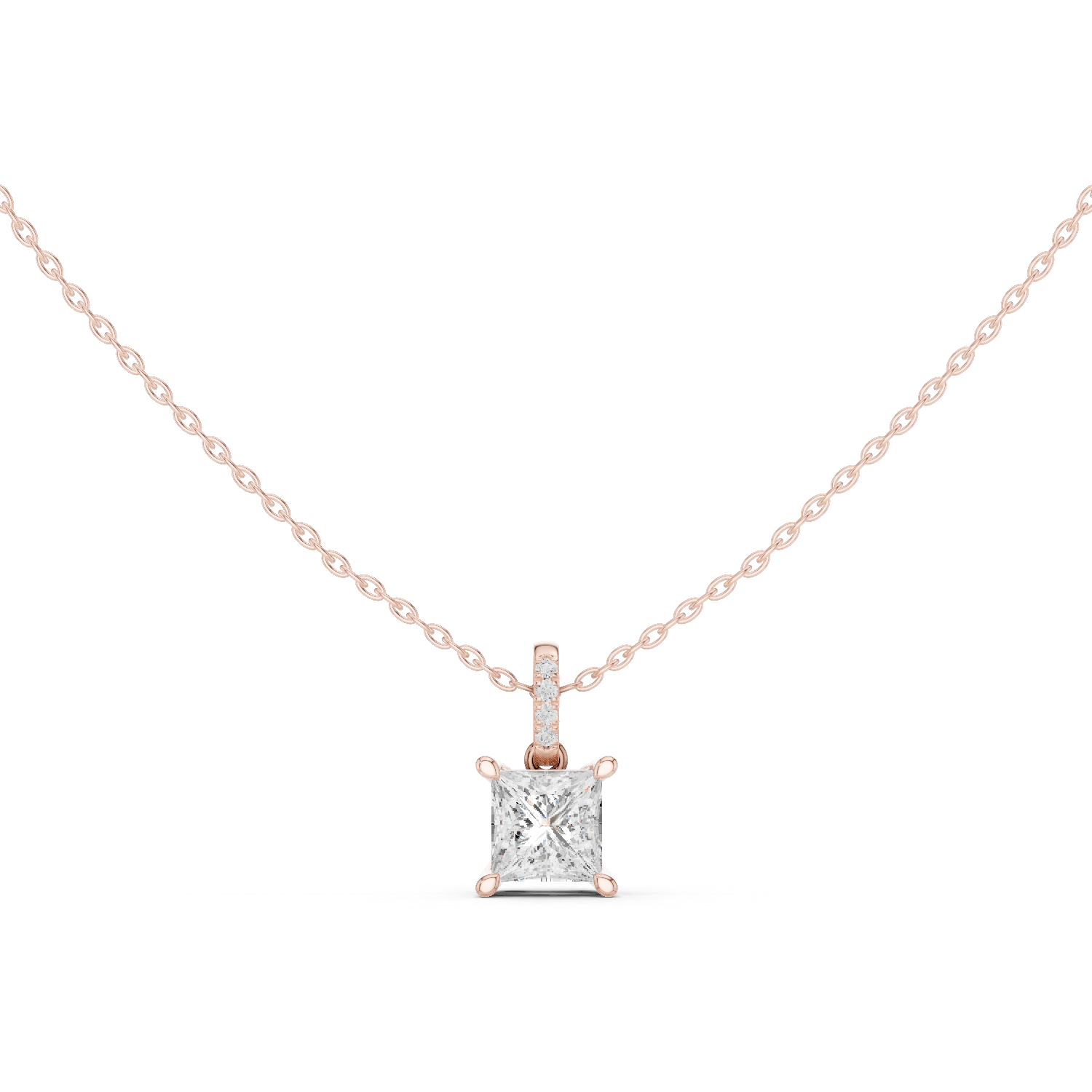 Gold Jewelry DDPO-009, Princess center stone, Rose Gold