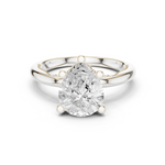 Gold Ring DDLR-175, Pear center stone, White Gold