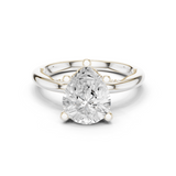 Gold Ring DDLR-175, Pear center stone, White Gold