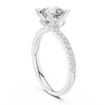 Gold Ring, Cushion center stone, White Gold, view 1