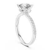 Gold Ring, Cushion center stone, White Gold, view 1
