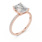 Gold Jewelry, Emerald center stone, Rose Gold, view 2
