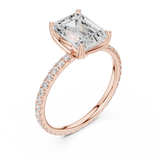 Gold Jewelry, Emerald center stone, Rose Gold, view 2