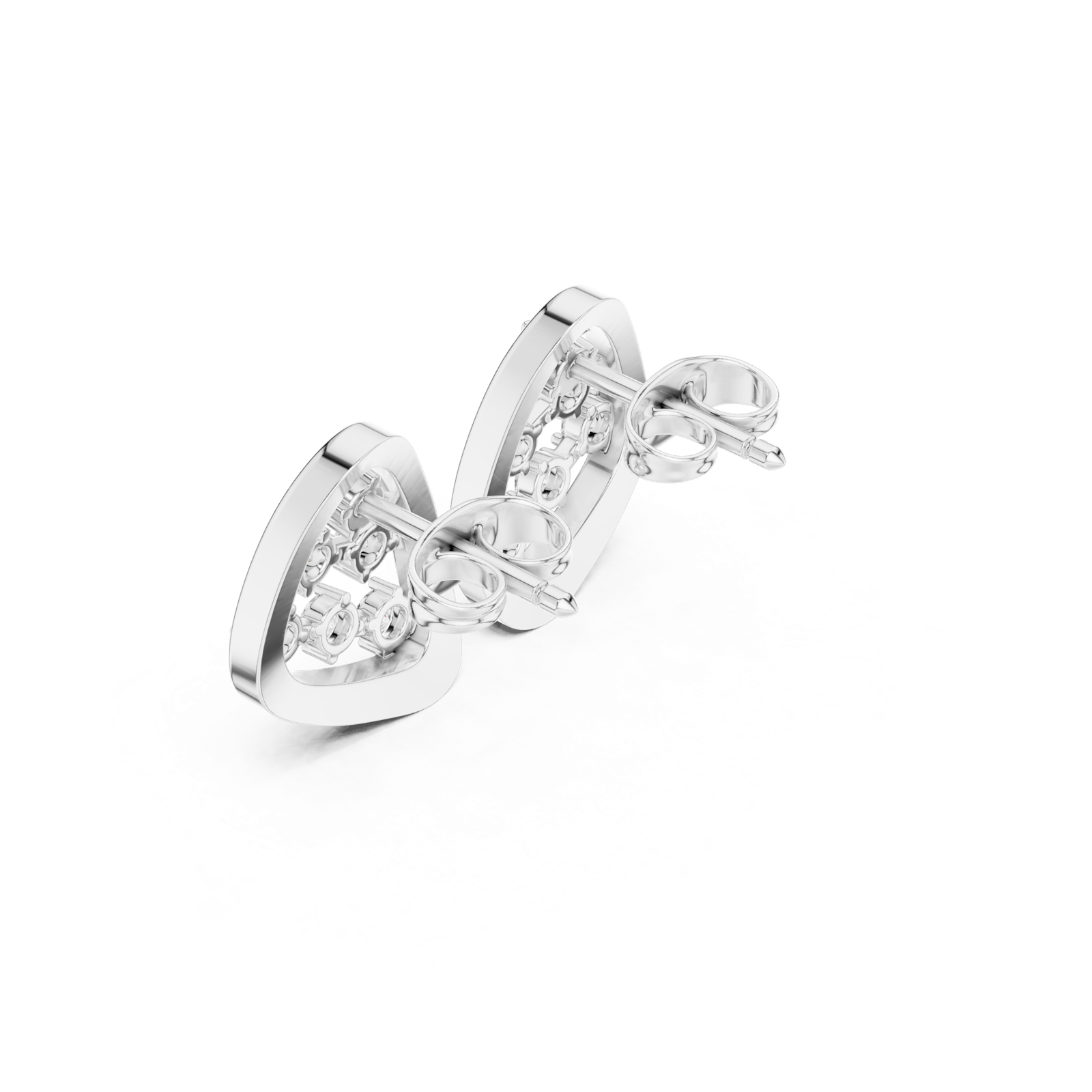 Gold Earrings SBER(21), White Gold, view 2