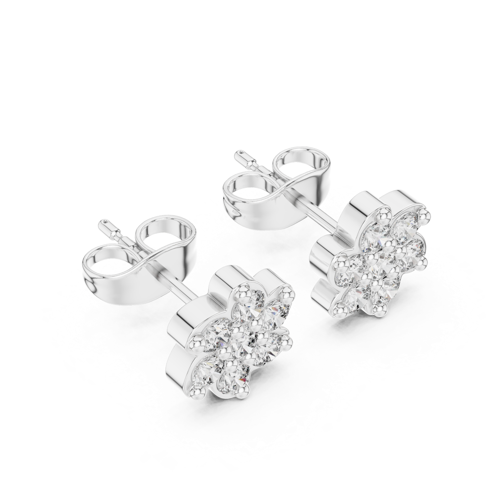 Gold Earrings 9-10034E, White Gold, view 2