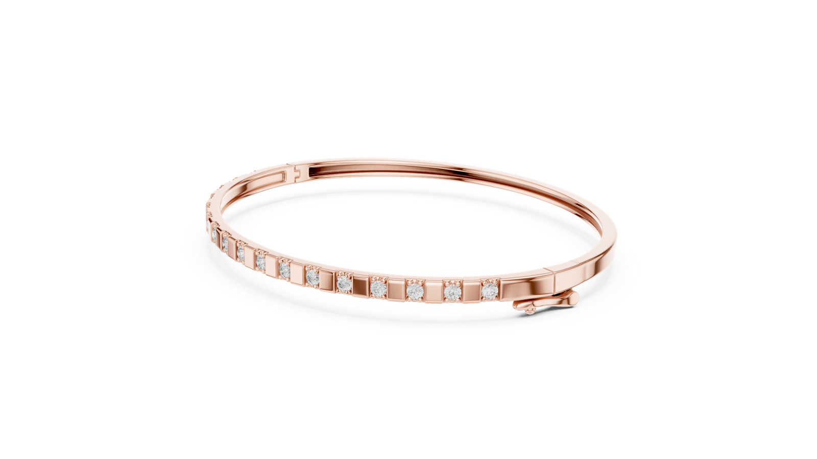 14K Solid Gold Lab Diamond Bracelet, Rose Gold, view 1