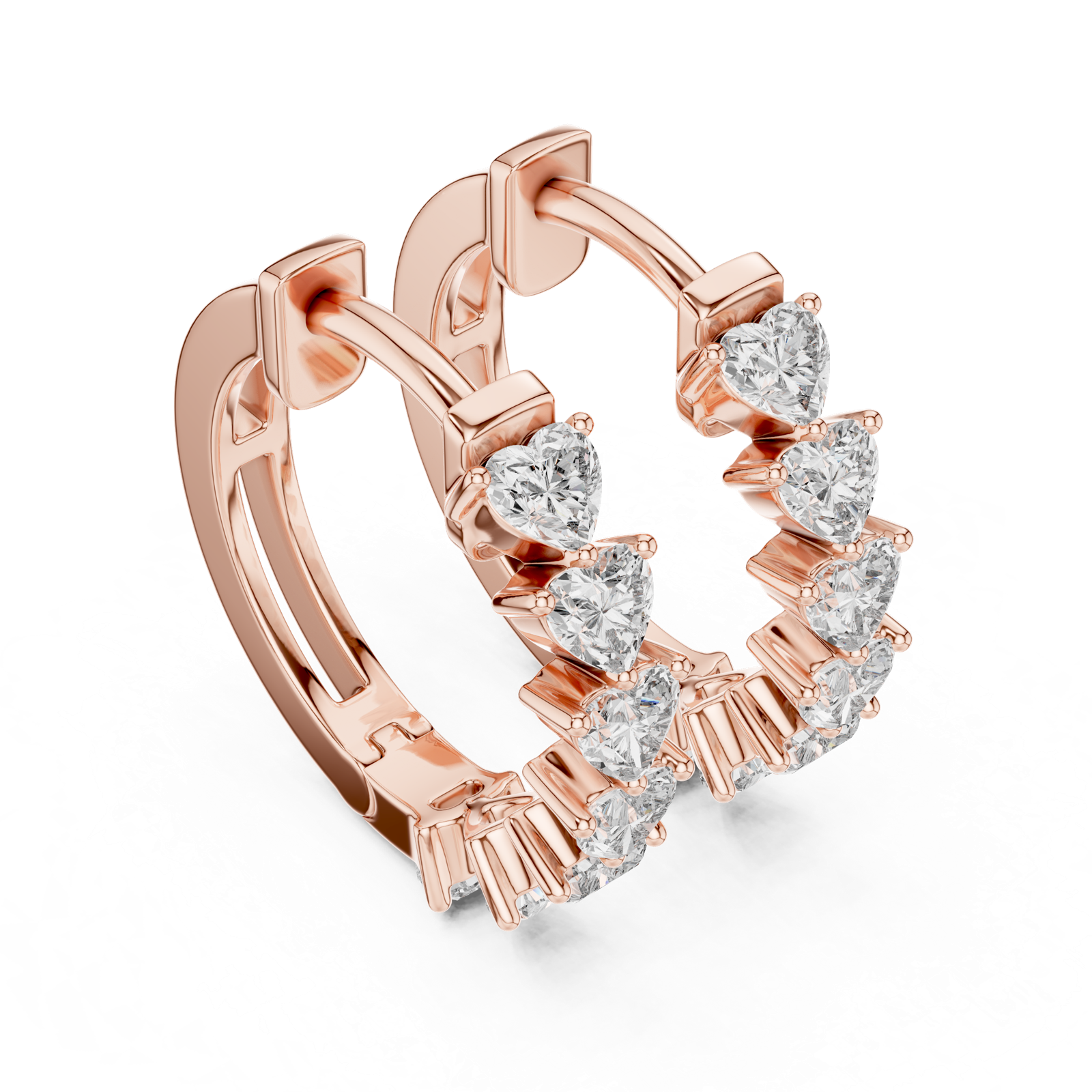 Gold Earrings L02-372, Rose Gold, view 2