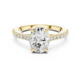 Gold Ring DDLR-039, Oval center stone, Yellow Gold, view 4