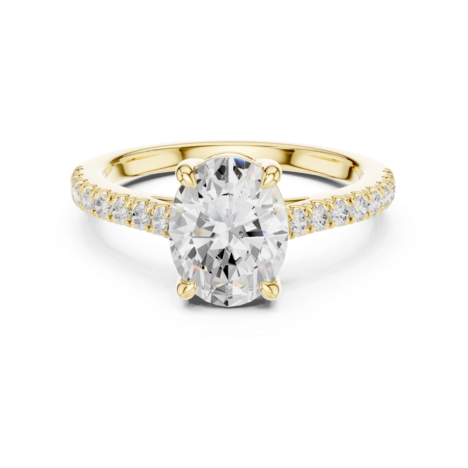 Gold Ring DDLR-039, Oval center stone, Yellow Gold, view 4