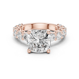 Gold Ring DDLR-087, Cushion center stone, Rose Gold