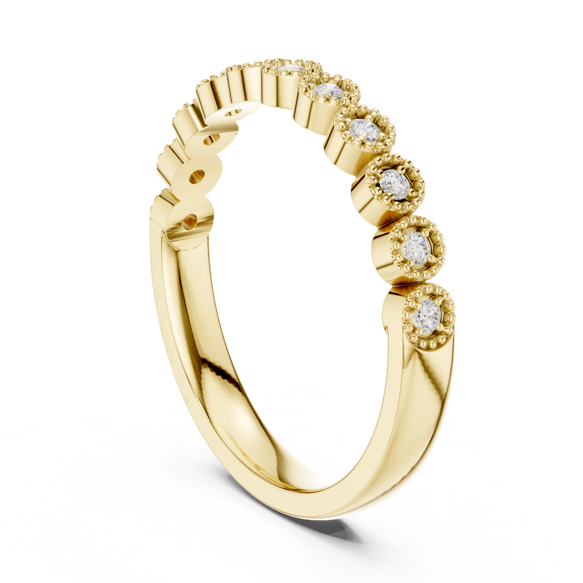 14K Solid Gold Lab Diamond Band Ring, Yellow Gold, view 1