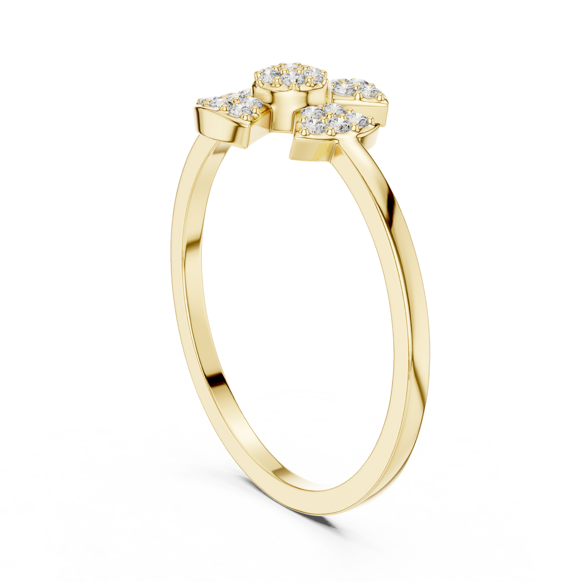 14K Solid Gold Lab Diamond Clover Cluster Ring, Yellow Gold, view 1