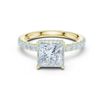 Gold Ring DDLR-165, Princess center stone, Yellow Gold