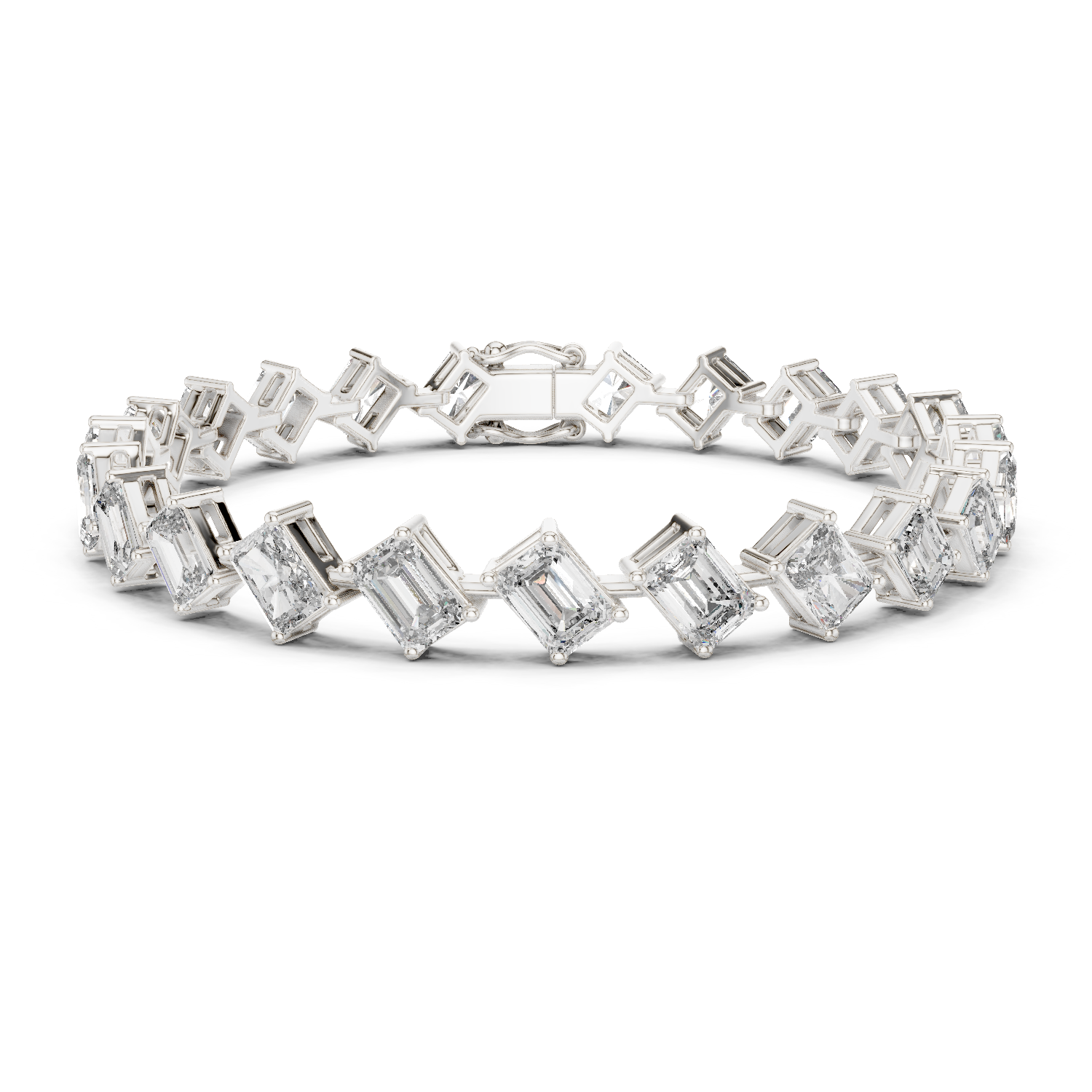 14K Solid Gold Lab Diamond Bracelet, White Gold