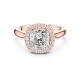 Gold Ring, Cushion center stone, Rose Gold, view 4