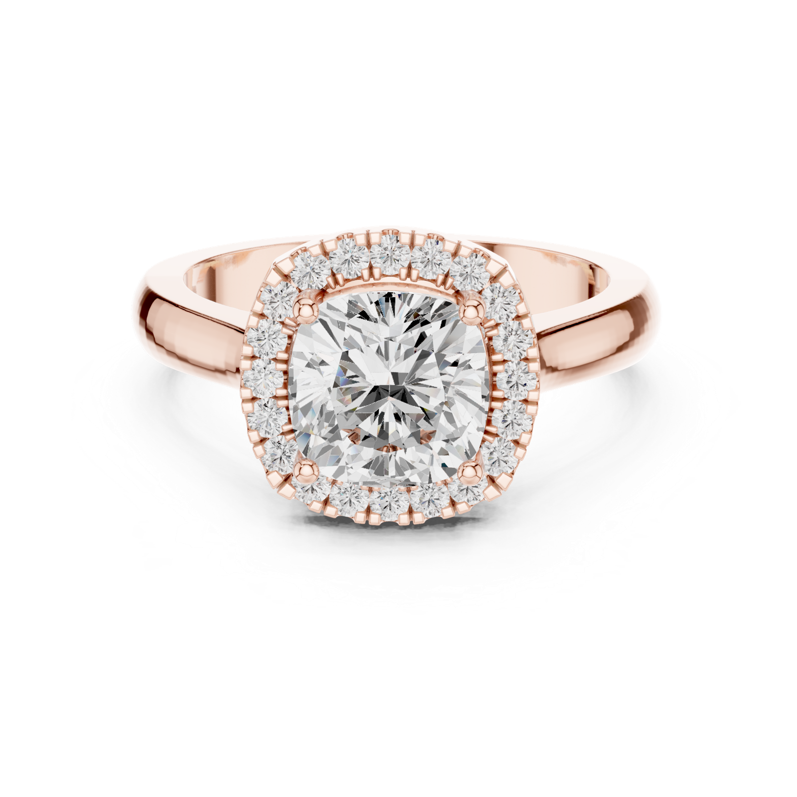 Gold Ring, Cushion center stone, Rose Gold, view 4