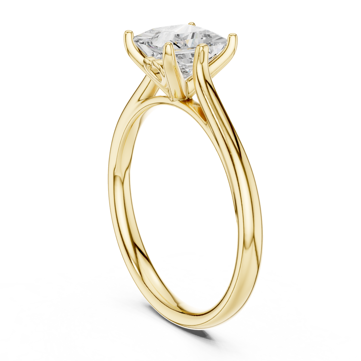 14K Solid Gold Lab Diamond Solitaire Ring, Yellow Gold, view 1