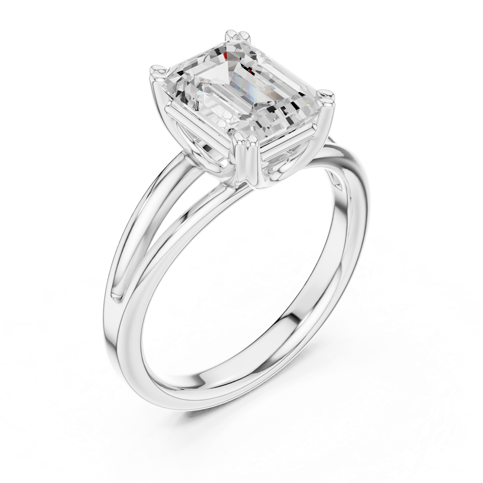 Gold Jewelry L36-7, Emerald center stone, White Gold, view 2