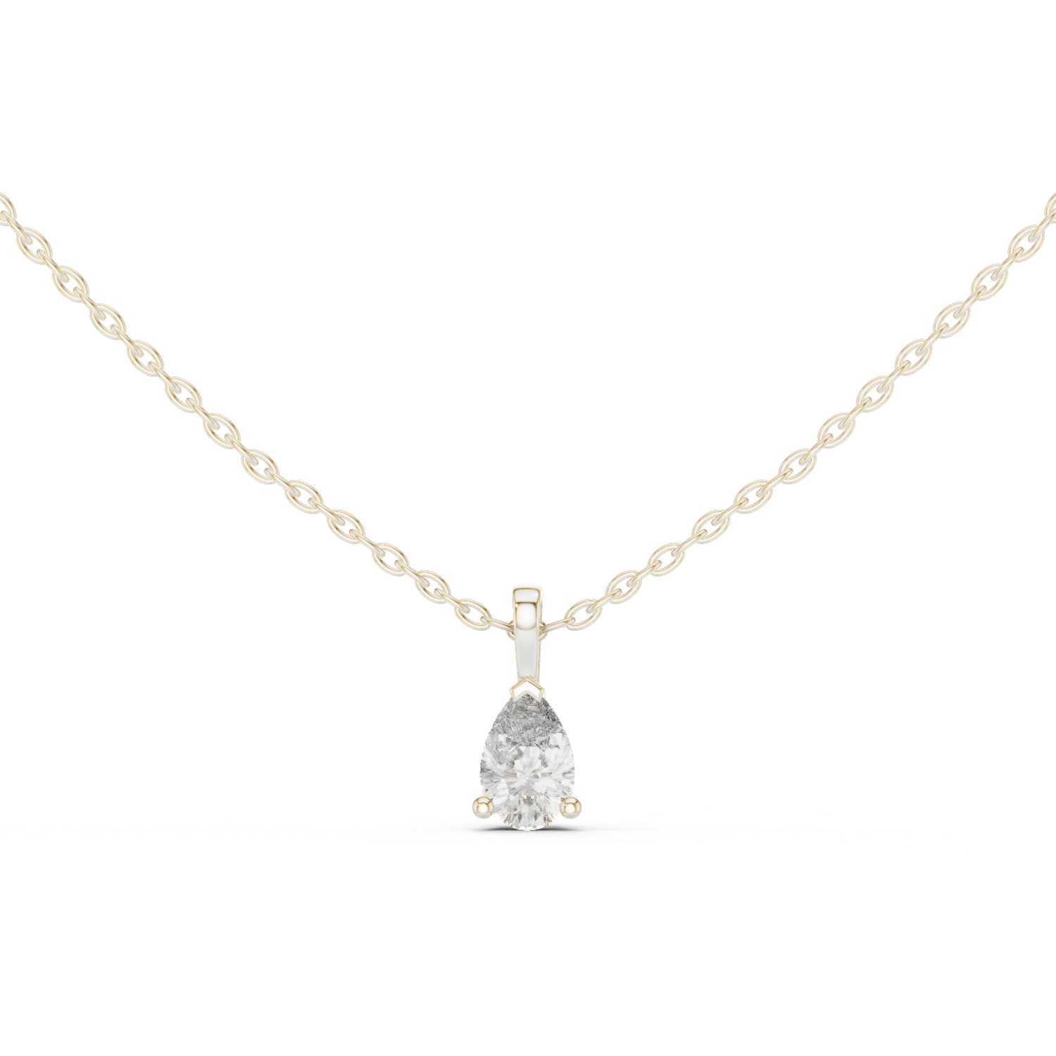 14K Solid Gold Lab Diamond Solitaire Pendant Necklace, White Gold