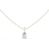 14K Solid Gold Lab Diamond Solitaire Pendant Necklace, White Gold