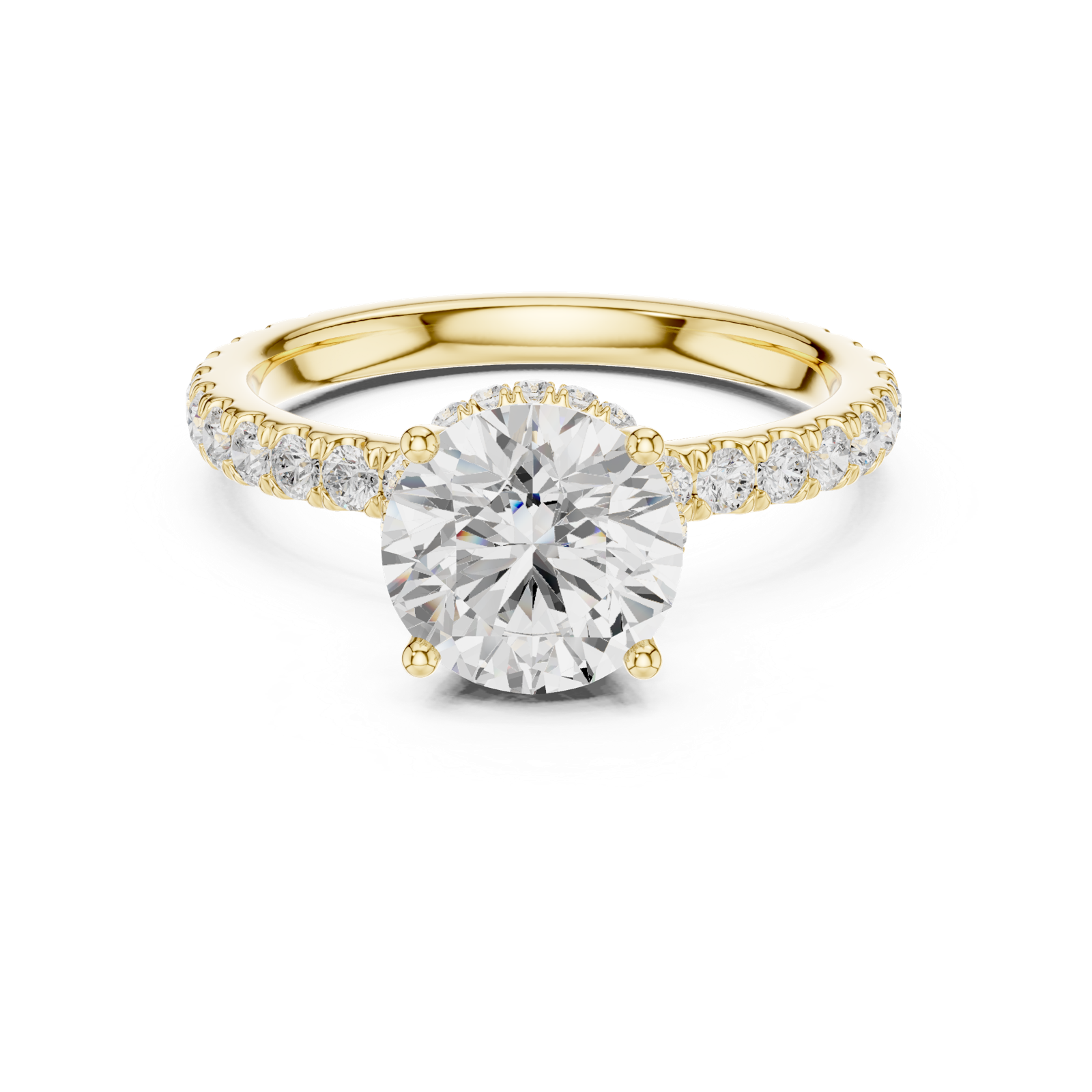 Gold Ring DDLR-165, Round center stone, Yellow Gold, view 4